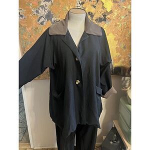 Via Ripatti Designs Womens OS Swing Coat 100% Silk Art to Wear Black Brown Lined